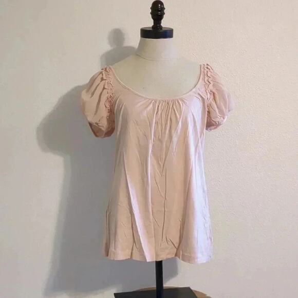 BCBGmaxazaria pink puff sleeve blouse size medium - Picture 1 of 5